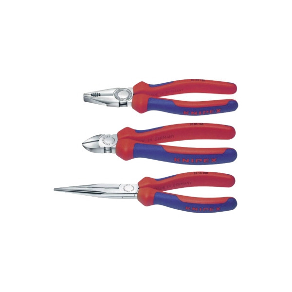 Knipex Flachrundzange Kombizange, rot/blau inkl. Schneide Bürobedarf mit Zangen-Set - Thüringen Seitenschneider,