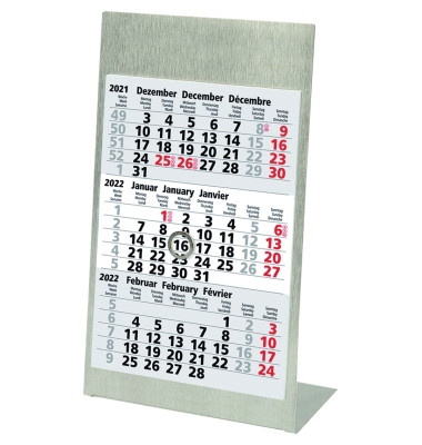 Dreimonatskalender Tischaufsteller 77000, 3 Monate / 1 Seite, 10,5x23cm, 2025