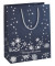 Geschenktasche GT111 Premium Silver Snowflakes, Weihnachten, farblich abgestimmte Tragekordel, Silberprägung, Silberne Schneeflo