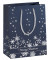 Geschenktasche GT110 Silver Snowflakes, Weihnachten, mit Tragekordel, &bdquo;Merry Christmas&ldquo; / Flocken, 26cm x 33cm