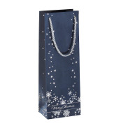 Geschenktasche GT112 Silver Snowflakes, Weihnachten, Silberprägung, mit  farbig abgestimmte Tragekordeln, Silberne Schneeflocken