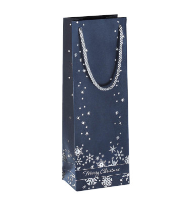 Geschenktasche GT112 Silver Snowflakes, Weihnachten, Silberprägung, mit  farbig abgestimmte Tragekordeln, Silberne Schneeflocken