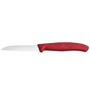 Küchenmesser 18cm Wellenschliff silber/rot Stahl/Kunststoff