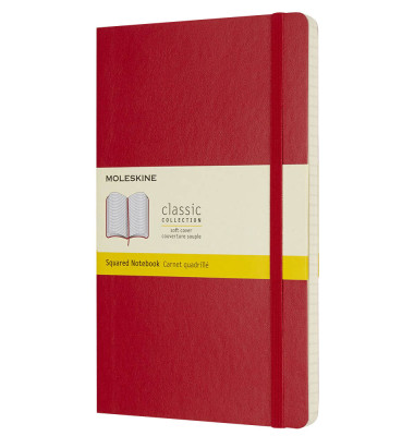 Notizbuch 854641, Classic Collection, rot, A5, kariert, 70g, 96 Blatt / 192 Seiten