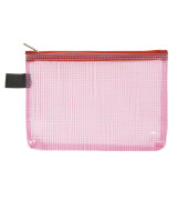 Reißverschlußtasche Mesh Bag PVC A6 173x118mm farblos/rot