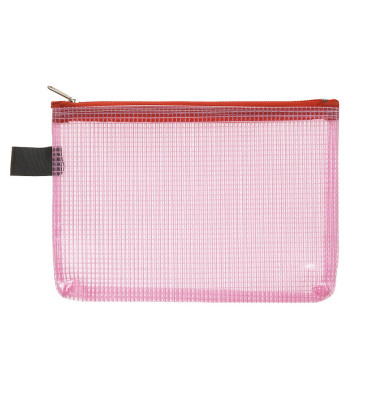 Reißverschlußtasche Mesh Bag PVC A6 173x118mm farblos/rot