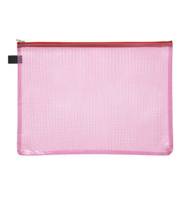 Reißverschlußtasche Mesh Bag PVC A4 347x262mm farblos/rot