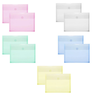 Dokumententasche 40114-94, A5, transparent blau/gr&uuml;n/rot/gelb und farblos, Polypropylen (PP), Klettverschluss