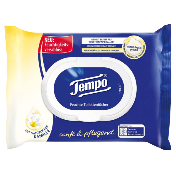 7322540907551 - Toilettenpapier feucht Sanft & Pflegend Kamille 836195 1-lagig weiß 42 Blatt   Packung 7322540907551 42 Stück
