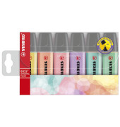 Textmarker BOSS ORIGINAL, 70/6-2, Etui, farbig sortiert (t&uuml;rkis/minzgr&uuml;n/pfirsich/rouge/gelb/lila), 2-5mm Keilspitze