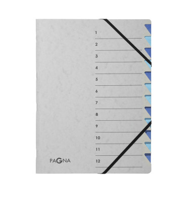 Ordnungsmappe Easy Grey 44312-02, 1-12, grau/blau, A4, 12 F&auml;cher