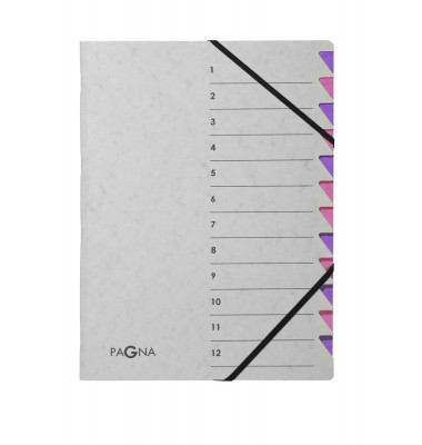 Ordnungsmappe Easy Grey 44312-10, 1-12, grau/rosa, A4, 12 F&auml;cher
