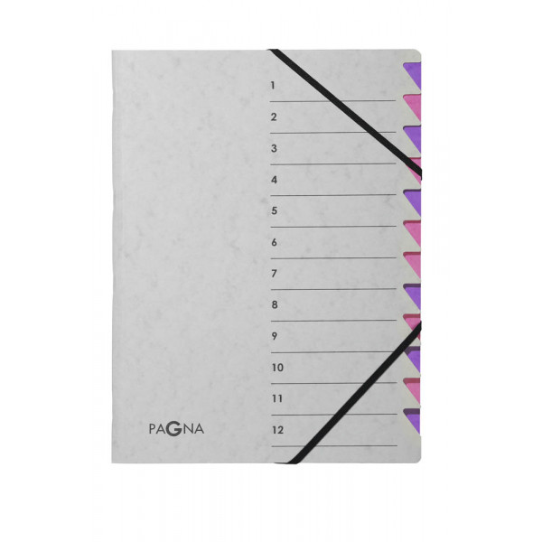 4013951014534 - Ordnungsmappe Easy Grey 44312-10 1-12 grau rosa A4 12 Fächer 4013951014534 Pagna