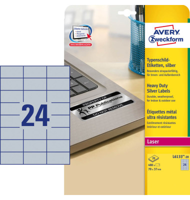 Typenschildetiketten L6133-20 silber L6133-20 Typenschildetiketten L6133-20 silber L6133-20