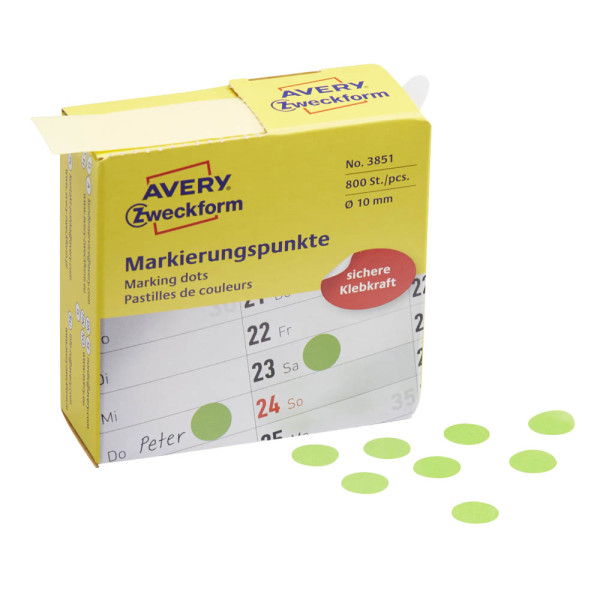 4004182038512 - AVERY Zweckform Klebepunkte Markierungspunkte grün Ø10mm Ø 100 mm Grün