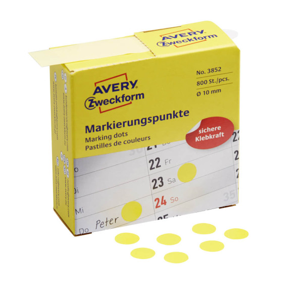 4004182038529 - AVERY Zweckform Klebepunkte Markierungspunkte gelb Ø 10mm Ø 100 mm Gelb