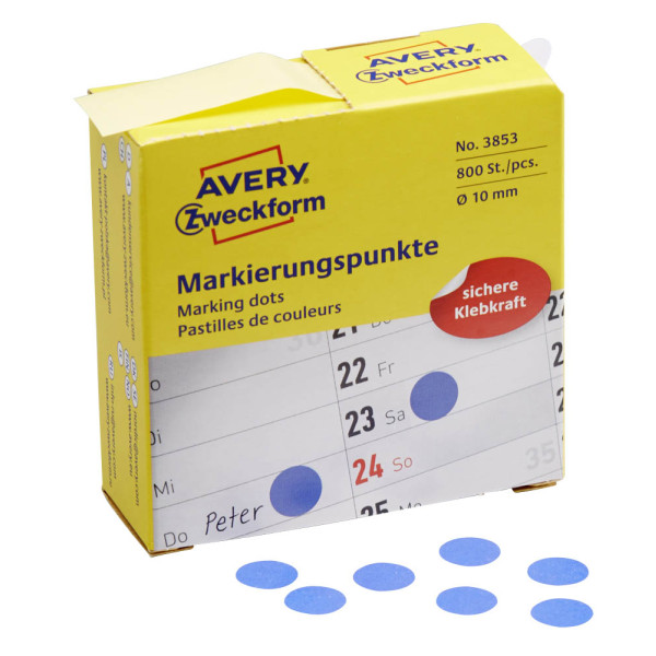 4004182038536 - AVERY Zweckform Klebepunkte Markierungspunkte blau Ø10mm Ø 100 mm Blau