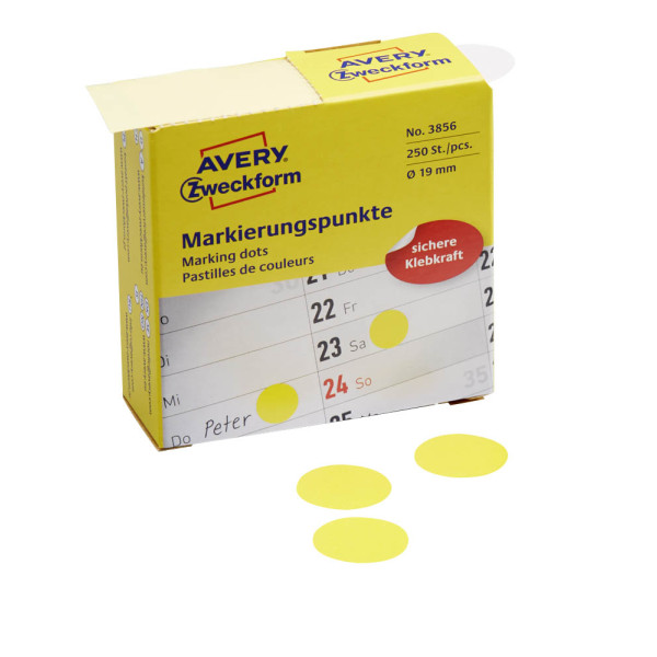 4004182038567 - AVERY Zweckform Klebepunkte Markierungspunkte gelb Ø 19mm Ø 190 mm Gelb