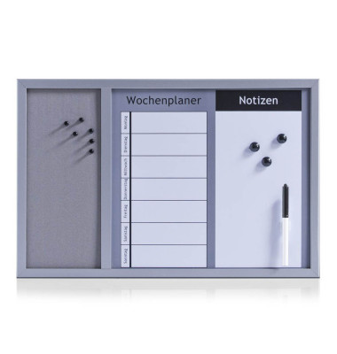 Kombitafel 11553, 60x40cm, Kork + Whiteboard (geteilt), pinnbar, beschreibbar, magnetisch, grau + weiß Kombitafel 11553, 60x40cm, Kork + Whiteboard (geteilt), pinnbar, beschreibbar, magnetisch, grau + weiß