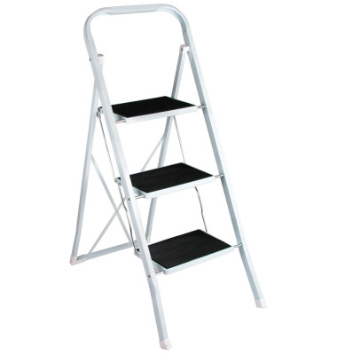 Tritthocker 75031, 1 x 3 Stufen, wei&szlig;, Stahl