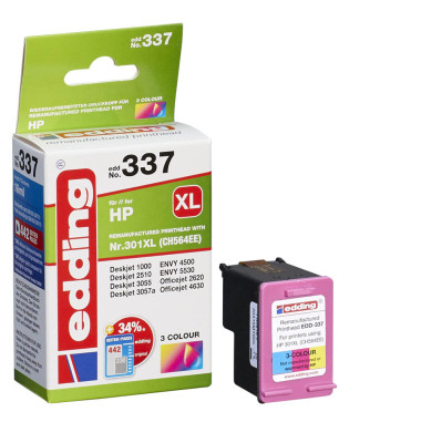 Druckerpatrone EDD-337 18-337 (kompatibel zu HP 301XL), color (cyan/magenta/gelb), ca. 442 Seiten