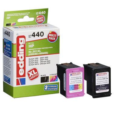 Druckerpatrone EDD-440 18-440 (kompatibel zu HP 301XL), schwarz/cyan/magenta/yellow, ca. 700 Seiten schwarz / ca. 440 Seiten far