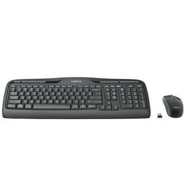 Tastatur-Maus-Set Wireless Combo MK330 920-008533, kabellos (USB-Funk), Sondertasten, Unifying-Empfänger, schwarz