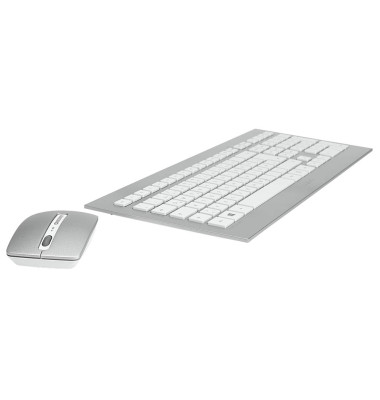 Tastatur-Maus-Set DW 8000 JD-0310DE, kabellos (USB-Funk), Sondertasten, silber, weiß