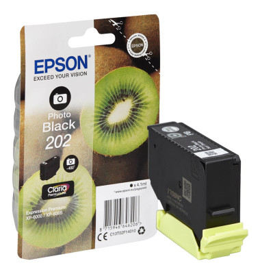 Druckerpatrone 202/T02F14 C13T02F14010 (kompatibel zu Epson 202), fotoschwarz, ca. 400 Seiten