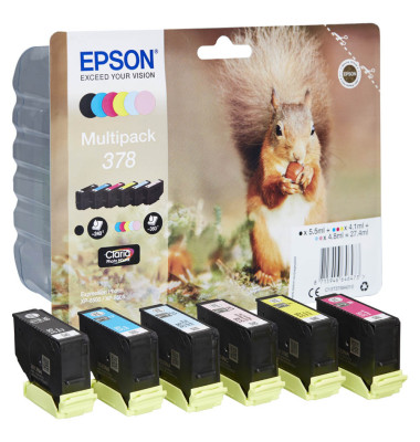 Druckerpatrone 378/T37884 C13T37884010 (kompatibel zu Epson 378), schwarz/cyan/magenta/gelb/fotocyan/fotomagenta, ca. 1x 240 Sei