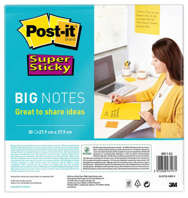 Super Sticky Big Notes Jumbo-Haftnotizen BN11-EU gelb BN11-EU