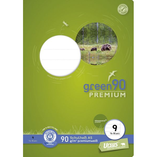 9001939833968 - Schulheft 040780009 PREMIO Lineatur 9   liniert mit weißem Rand   keine A5 90g blau 16 Blatt   32 Seiten 9001939833968 Stau