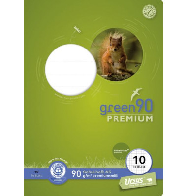 Schulheft 040780010 PREMIO, Lineatur 10 / kariert, A5, 90g, rot, 16 Blatt / 32 Seiten