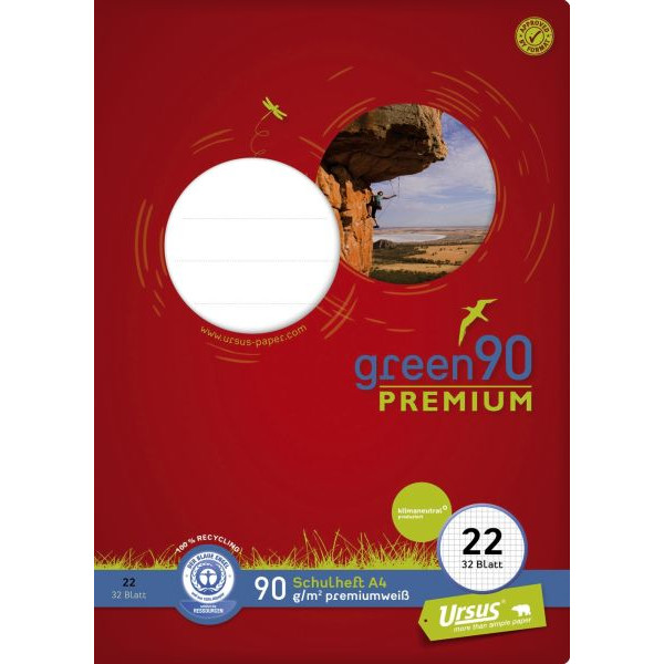 9001939834705 - Schulheft 040784022 PREMIO Green Lineatur 22   kariert   keine A4 90g grün 32 Blatt   64 Seiten 9001939834705 Staufen