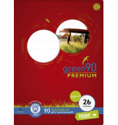 Schulheft 040784026 PREMIO Green, Lineatur 26 / kariert mit wei&szlig;em Rand / keine, A4, 90g, gr&uuml;n, 32 Blatt / 64 Seiten