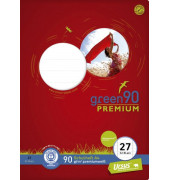 Schulheft 040784027 PREMIO Green, Lineatur 27 / liniert mit Rand innen/au&szlig;en / keine, A4, 90g, gr&uuml;n, 32 Blatt / 64 Seiten
