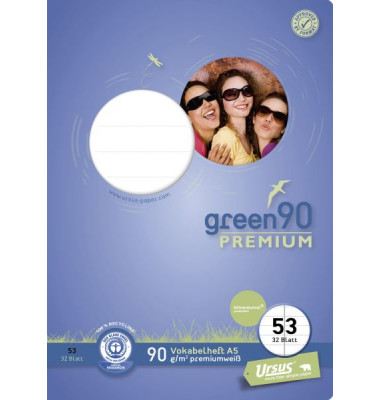 Vokabelheft 040786053 PREMIO, Lineatur 53 / Lineatur 53 / 2 Spalten, A5, 90g, blau, 32 Blatt / 64 Seiten