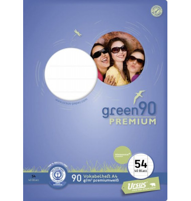 Vokabelheft 040787054 PREMIO, Lineatur 54 / liniert / 3 Spalten, A4, 90g, blau, 32 Blatt / 64 Seiten