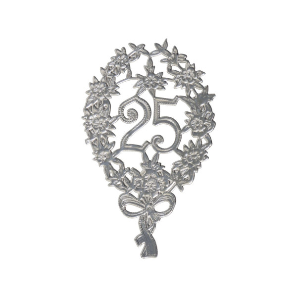 10 Stück Demmler Geburtstagszahlen 1225-250192 25 silber 8x12cm