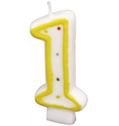 Geburtstagskerze 550281 1 wei&szlig;/gelb 13x1x18cm (BxTxH) ca. 4 Minuten Brenndauer