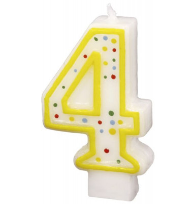 Geburtstagskerze 550284 4 wei&szlig;/gelb 13x1x18cm (BxTxH) ca. 4 Minuten Brenndauer