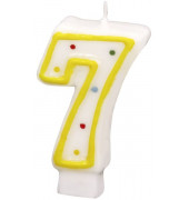 Geburtstagskerze 550287 7 wei&szlig;/gelb 13x1x18cm (BxTxH) ca. 4 Minuten Brenndauer