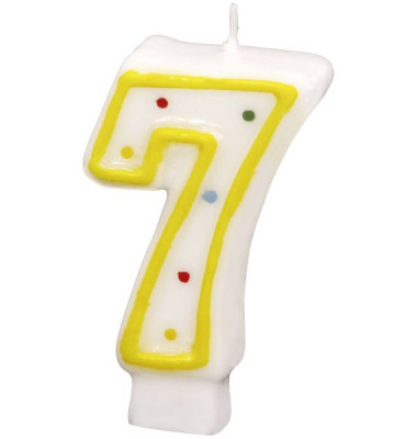 Geburtstagskerze 550287 7 wei&szlig;/gelb 13x1x18cm (BxTxH) ca. 4 Minuten Brenndauer