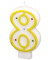Geburtstagskerze 550288 8 wei&szlig;/gelb 13x1x18cm (BxTxH) ca. 4 Minuten Brenndauer