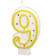Geburtstagskerze 550289 9 wei&szlig;/gelb 13x1x18cm (BxTxH) ca. 4 Minuten Brenndauer