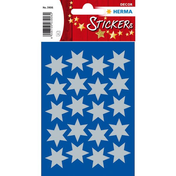 10 Stück Herma 3906 Weihnachten Schmucketikett Stern 21mm silb 4008705039062 Herma 60 Stück