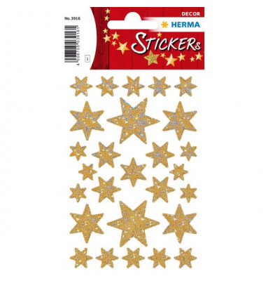 3916 Weihnachten Irisfol Schmucketikett Sterne gold 3916 Weihnachten Irisfol Schmucketikett Sterne gold