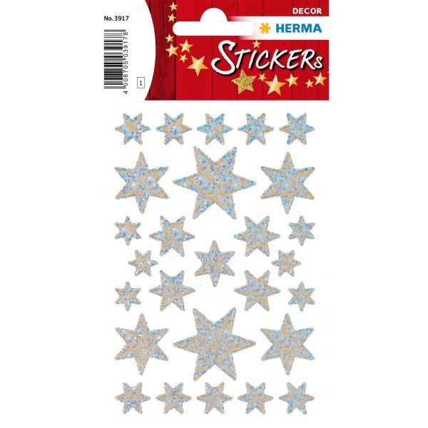 10 Stück Herma 3917 Weihnachten Irisfol Schmucketikett Sterne silber 4008705039178 Herma 27 Stück