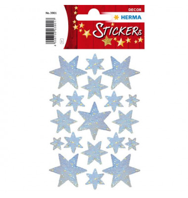 3901 Weihnachten Hologr Schmucketikett Sterne silber 3901 Weihnachten Hologr Schmucketikett Sterne silber