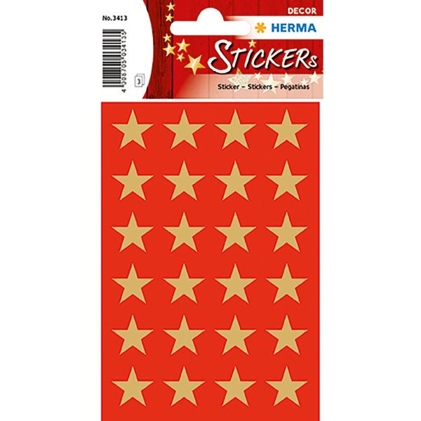 10 Stück Herma 3413 16mm 5zackig Schmucketikett Stern gold 4008705034135 Herma 72 Stück